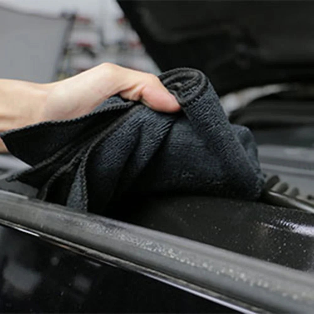 Microfiber Cleaning Towel Double Layer Super Absorbent Black