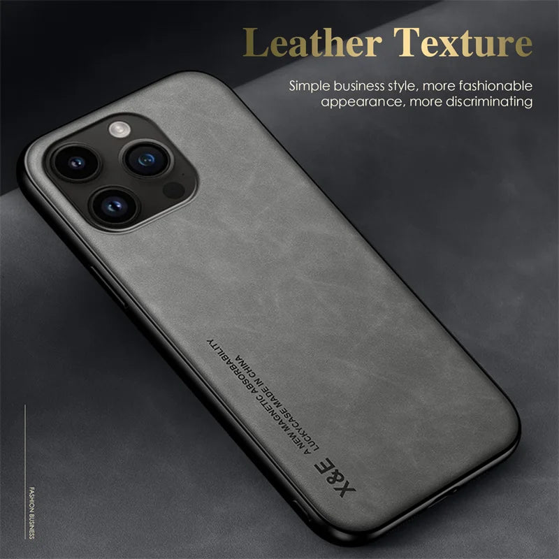 Leather Phone Case For iPhone with Magnetic Attraction