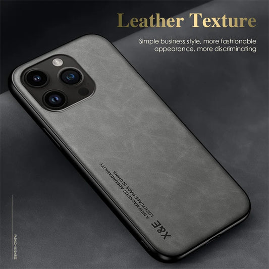 Leather Phone Case For iPhone with Magnetic Attraction