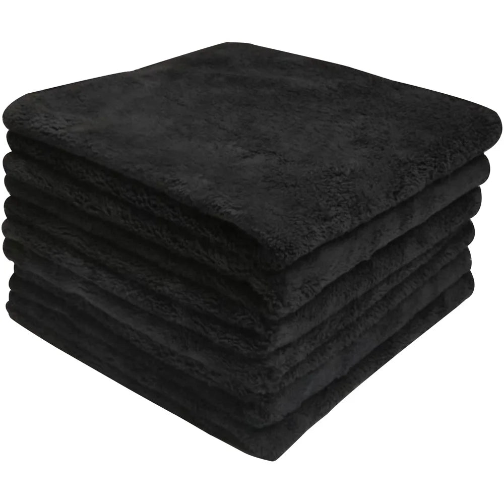 Microfiber Cleaning Towel Double Layer Super Absorbent Black