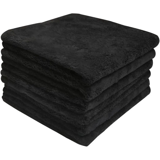 Microfiber Cleaning Towel Double Layer Super Absorbent Black