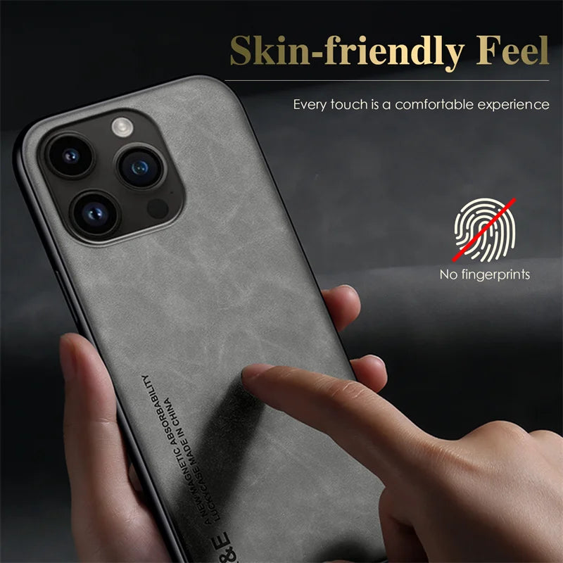 Leather Phone Case For iPhone with Magnetic Attraction