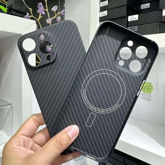 Magnetic Wireless Charge Carbon Fiber For iPhone 15 Pro Max Case