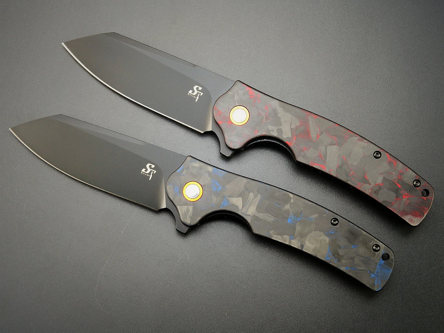 Folding Knife Steel Blade Carbon Fiber Handle