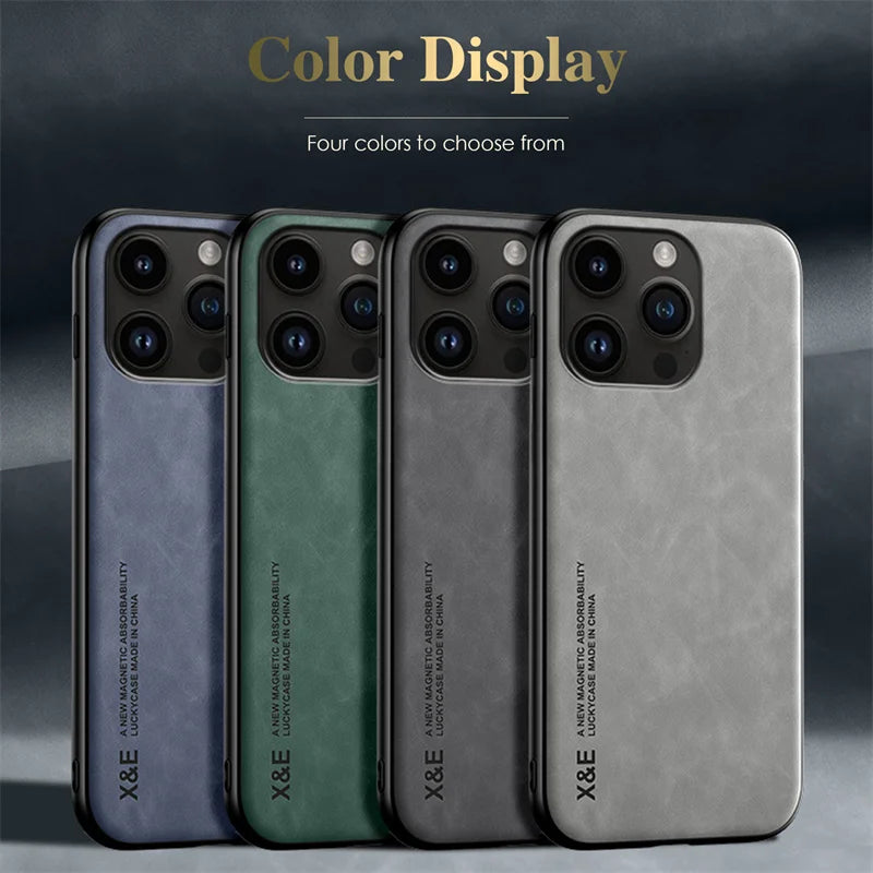 Leather Phone Case For iPhone with Magnetic Attraction