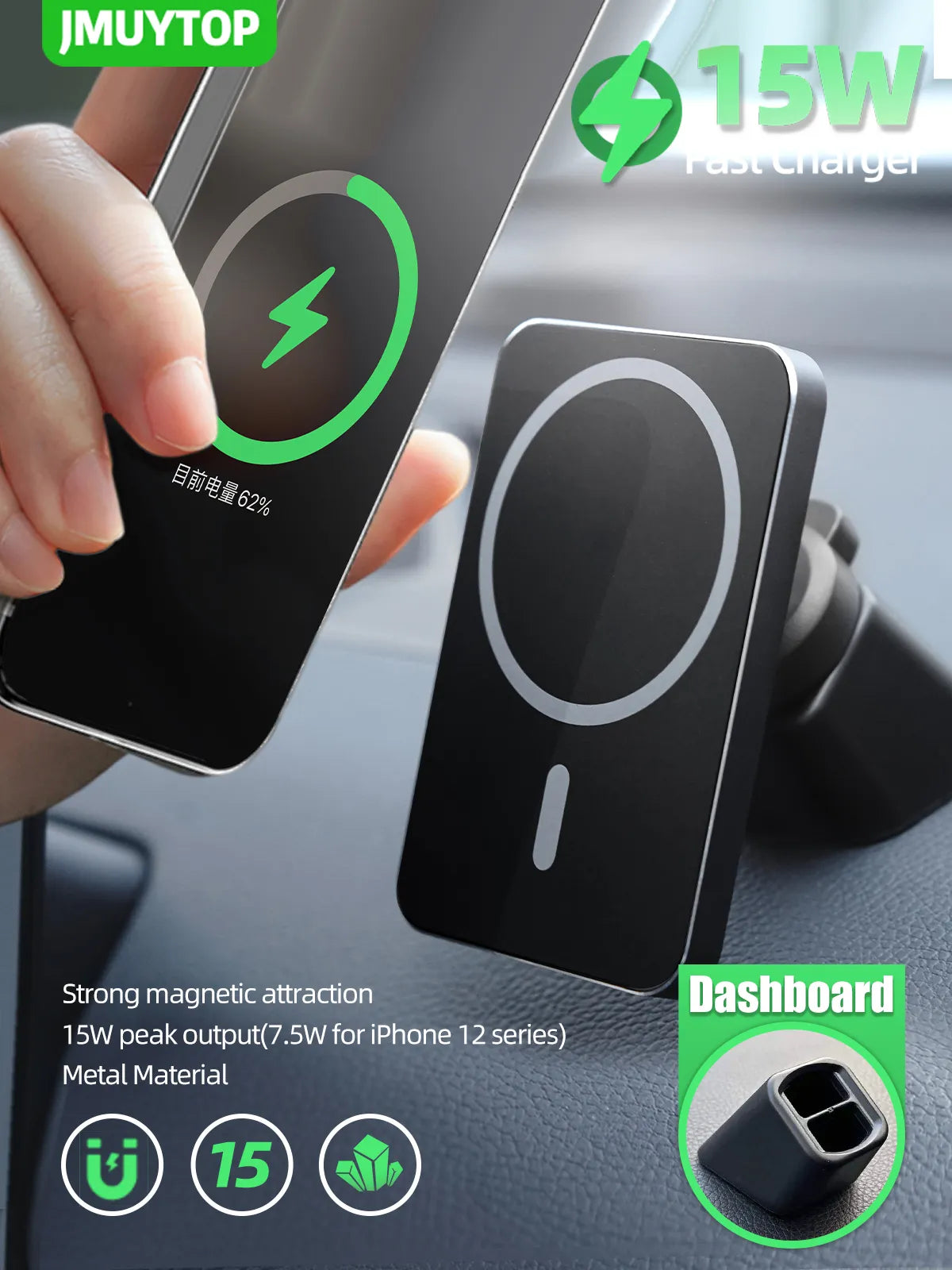 Car Magnetic Wireless Charger for iPhone  13 15 14 Pro Max